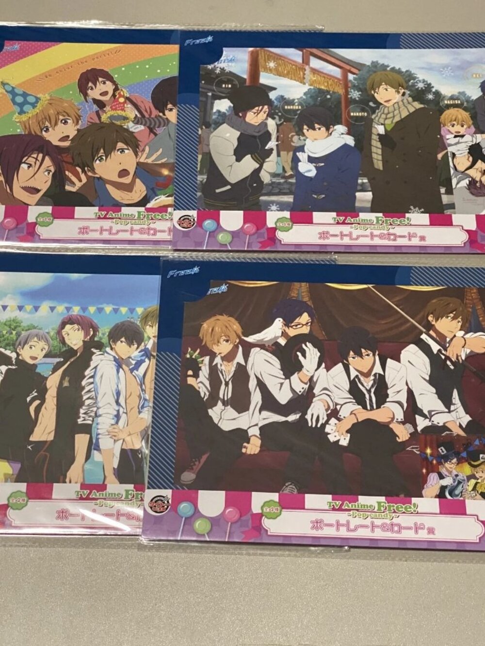 Taito TV Anime Free! Pop Candy Lottery Kuji Visual Board Complete Set of 4